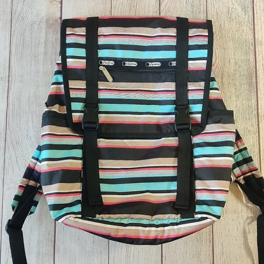 LeSportsac Tennis Stripe Journey Backpack Large NWT
